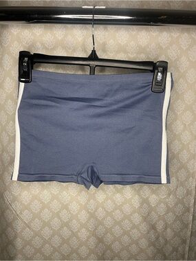 Colsie Slate Blue Bike Shorts with White Side Stripes
